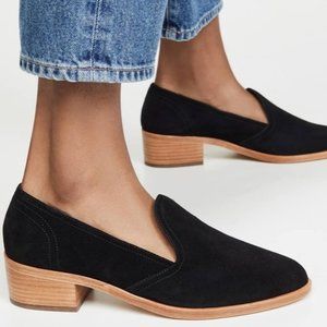 Soludos Sophia Block Heel Loafer, Black Size 7.5